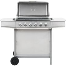 Perle Rare - Gasgrill Mit 6 Flammen Edelstahl Silbern Vidaxl