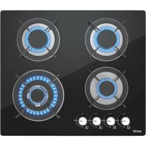 Iseasy - Gaskochfeld 4 Flammig Gaskochfeld Glas mit Automatischer Thermoelementschutz, Einbau Kochfeld Glas, 4 Zonen Gaskochfeld,