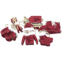 Weihnachtsanhänger Wintersport Rot 6 teiliges Set - Filz & Holz - Gasper