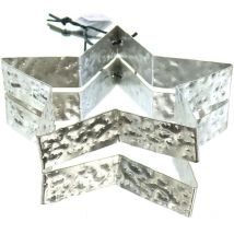 GASPER Weihnachtsstern Silberfarben mit Hammerschlagoptik & Lederband Ø 22 cm