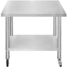 Gastro Edelstahl Arbeitstisch Vorbereitungstisch Küchentisch Mobil 76cm x 90cm