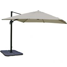 Gastronomie-ampelschirm Hhg-317, 3,5x3,5m (ø4,95m) Polyester/alu 25kg Creme-grau Mit Ständer, Drehba