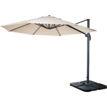 Gastronomie-Ampelschirm HHG-535, Sonnenschirm, rund ø 3m Polyester Alu/Stahl 23kg creme mit Ständer, drehbar