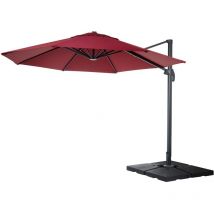 Gastronomie-ampelschirm Hhg-547, Sonnenschirm, Rund Ø 3,5m Polyester Alu/stahl 26kg Bordeaux Mit Ständer