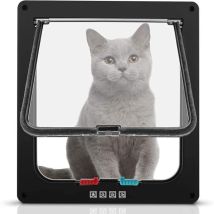 Gatera Magnética De 4 Vías, Para Gatos Y Perros Pequeños, 19,2 X 20 X 5,5 Cm, Mediana, Negra, Fácil De Instalar, Ideal Para Gateras Y Puertas Manuales