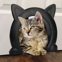 Cyslmuk - Gatera de interior, gatera, túnel para gatos de hasta 10 kg, puerta de habitación túnel para gatos, color negro