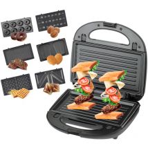 Gaufrier Multifonction, Croque Monsieur Multifonction 6 en 1 Grande Puissance de 850W, Noir