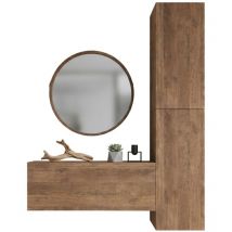 Gavala Wohnwand, Modulierbares Wohnzimmermöbel, 3 Regale, 3 Türen, Nussbaum Braun