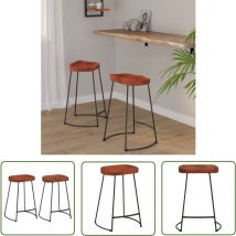 The Living Store Gavin Barhocker 2 Stk. 45x40x63 cm Massivholz Mango - Barhocker - Mangoholz - Barstuhl - Gartenmöbeln - Wohnzimmer Dekoration