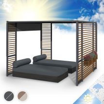 Blumfeldt - Tonnelle de Jardin 3x3m en Metal avec Lattes en Contreplaqué, Barnum Pliant, led à Energie Solaire 1,5W, Pergola Etanche, Tonnelle