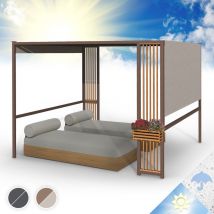 Blumfeldt - Tonnelle de Jardin 3x3m en Metal avec Lattes en Contreplaqué, Barnum Pliant, led à Energie Solaire 1,5W, Pergola Etanche, Tonnelle