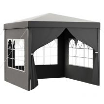 Gazebo 3x3 grigio Tendone feste 3 pareti laterali con finestre Impermeabile Protezione uv - Toboli