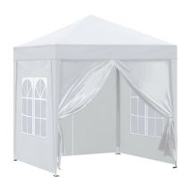 Gazebo, 3x3m Pop Up Party Tent with Side Panels, Waterproof Marquee, White
