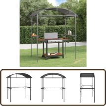 Gazebo BBQ et étagères latérales anthracite 220x115x230cm acier - Abri Barbecue - Gazebo Barbecue - Parasol Barbecue - Auvent Barbecue - Structure