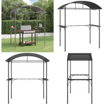 Gazebo BBQ et étagères latérales anthracite 220x115x230cm acier - Abri Barbecue - Gazebo Barbecue - Parasol Barbecue - Auvent Barbecue - Structure