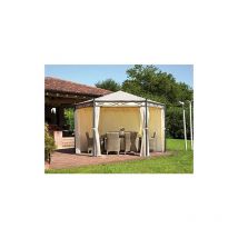 Gazebo da giardino esagonale 4mt in ferro epoxy, con tende laterali