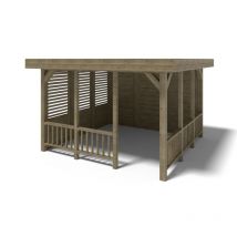 Altanka - Gazebo da giardino in legno pergola 4,04x4,04 m con pannell - Impregnata - ALT137