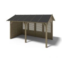 Altanka - Gazebo da giardino in legno pergola 5x3,06 m con pannelli - Impregnata - ALT114