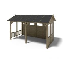 Altanka - Gazebo da giardino in legno pergola 5x3,06 m con pannelli - Impregnata - ALT118