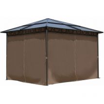 Quick-star - Gazebo en métal à toit rigide 3x3m avec toit en polycarbonate étanche