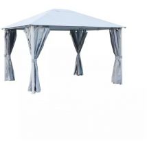 Gazebo da esterno 'fuenti' impermeabile e tende laterali color grigio, 3x3,60xh2,63 m