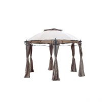 Gazebo hexagonal Gotic structure en acier 3,5x2,7 m dessus et toles late'rales en polyester pour jardin exte'rieur