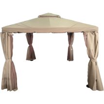 Fatto Per Voi - Gazebo Ippocrate Con Teli E Zanzariere Struttura Colore Caffe' E Copertura Colore Kaki Mt.3x3