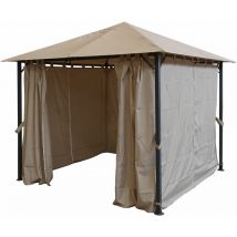 Quick-star - Gazebo métallique Nizza 3 x 3 m Beige / Sable y compris l'ensemble de rideaux