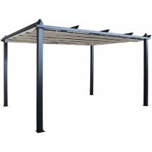 Gardeness - Gazebo Pergola In Acciaio 3x4 Mt Antracite Con Tetto Chiudibile A Carrucola Jodene