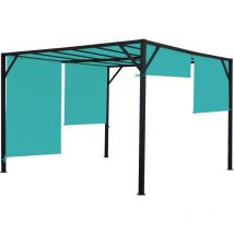 HHG - Gazebo pergola regolabile baldacchino moderno elegante giardino patio Baia acciaio poliestere 4x4m azzurro