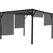 Hegele - non utilizzato] Gazebo pergola regolabile baldacchino moderno elegante giardino patio Baia acciaio poliestere 4x3m grigio