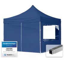 House Of Tents - Gazebo Pieghevole Giardino 3x3m - 4 laterali Alluminio Telo idrorepellente Padiglione Mercati Sagre blu