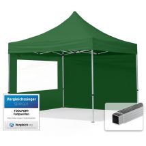 Gazebo Pieghevole Giardino 3x3m - 2 laterali Alluminio Telo idrorepellente Padiglione Mercati Sagre verde