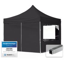 House Of Tents - Gazebo Pieghevole Giardino 3x3m - 4 laterali Alluminio Telo idrorepellente Padiglione Mercati Sagre nero