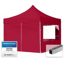 House Of Tents - toolport Gazebo Pieghevole Giardino 3x3m - 4 laterali Alluminio Telo Repelente al agua Padiglione Mercati Sagre rosso
