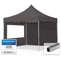 House Of Tents - toolport Gazebo Pieghevole Giardino 3x3m - 2 laterali Alluminio Telo Repelente al agua Padiglione Mercati Sagre grigio