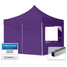 TOOLPORT Gazebo Pieghevole Giardino 3x3m - 4 laterali Alluminio Telo Repelente al agua Padiglione Mercati Sagre viola