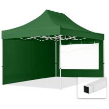 Toolport - Gazebo Pieghevole Giardino 3x4,5m - 2 laterali (finestre panoramiche) Telo Poliestere idrorepellente Padiglione Mercati Sagre verde