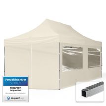 House Of Tents - Gazebo Pieghevole Giardino 3x6m - 4 laterali Alluminio Telo idrorepellente Padiglione Mercati Sagre crema