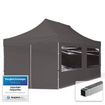 House Of Tents - Gazebo Pieghevole Giardino 3x6m - 4 laterali Alluminio Telo idrorepellente Padiglione Mercati Sagre grigio