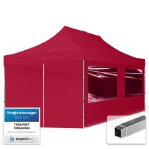Gazebo Pieghevole Giardino 3x6m - 4 laterali Alluminio Telo idrorepellente Padiglione Mercati Sagre rosso