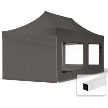 Toolport - Gazebo Pieghevole Giardino 3x6m - 4 laterali (finestre panoramiche) Telo Poliestere idrorepellente Padiglione Mercati Sagre grigio