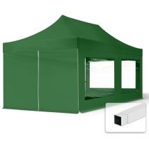 Toolport - Gazebo Pieghevole Giardino 3x6m - 4 laterali (finestre panoramiche) Telo Poliestere idrorepellente Padiglione Mercati Sagre verde