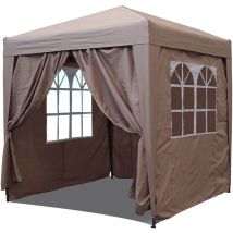 Gazebo Pop-Up 2 x 2 m Beige avec 4 parois latérales Easy fastening avec 2 fermetures éclair