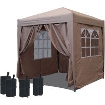 Quick-star - Gazebo Pop-Up 2,5 x 2,5 m Beige avec repose-pieds et 4 parois latérales Easy fastening avec 2 fermetures à glissière