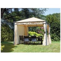 Tonnelle carré 3x3 mètres en fer anthracite avec couverture couleur sable - Varese