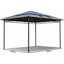 Gazebo rigido in metallo 3x3,6m con tetto in policarbonato impermeabile