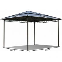 Quick-star - Gazebo rigido in metallo 3x3m con tetto in policarbonato impermeabile