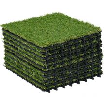 Outsunny - Gazon synthétique artificiel set de 10 dalles carreaux 30 x 30 cm épaisseur confort 3,5 cm à emboîter vert