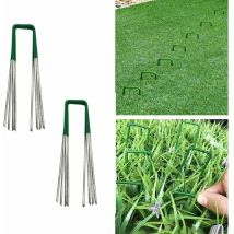 Gazon Insérez L'extérieur Gazon Artificiel Pelouse Universel Jardin Piquets en Forme u Forte Buste Fixation en Acier Galvanisé Moitié Vert avec Fin